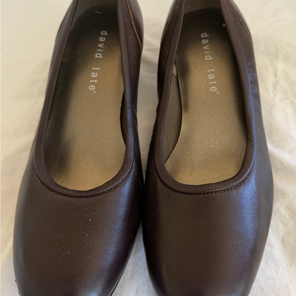David Tate Chocolate Brown Rounded Toe Ballet Flats